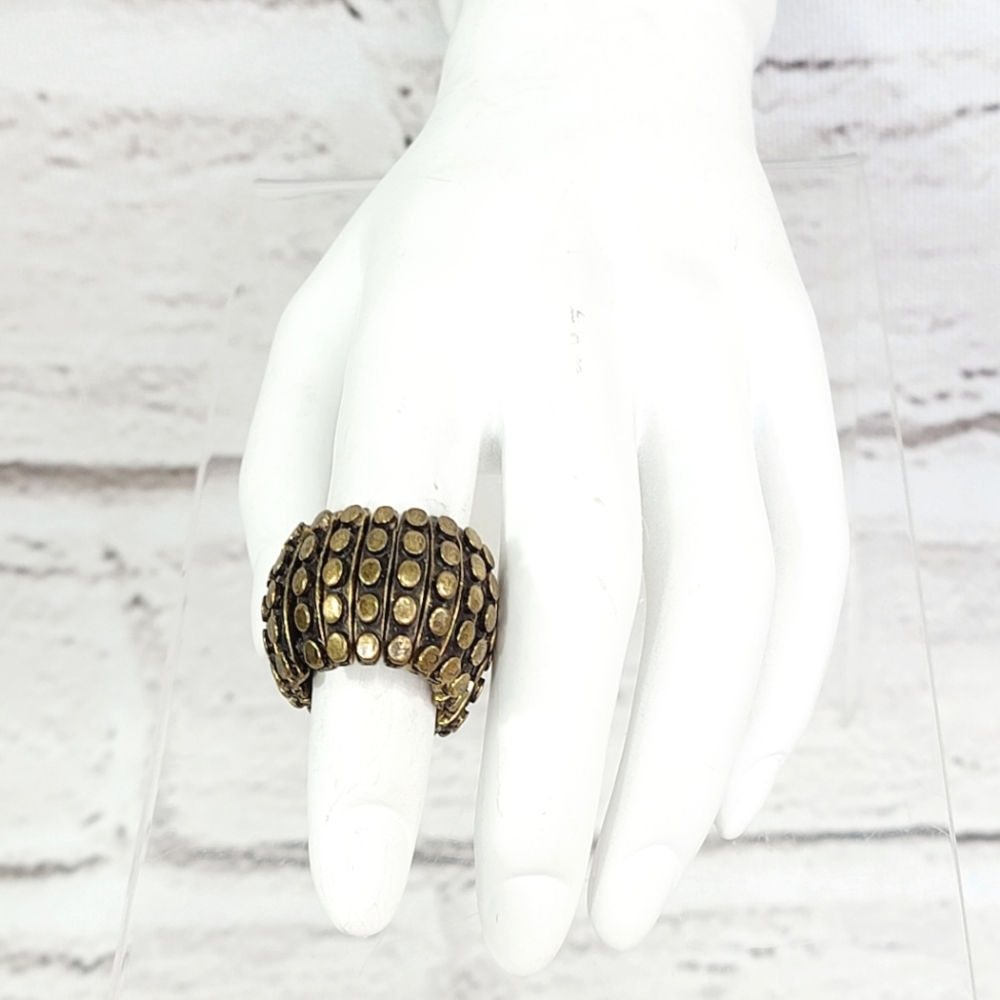 Avant Garde Paris Brass Stretch Ring Size: 7/8 - image 1